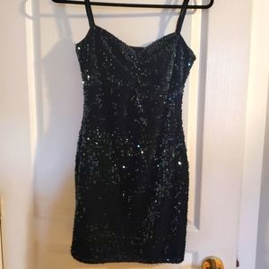 Deep forest green sequin dress